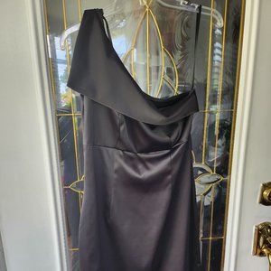 Black One Shoulder Satin Dress (White House Black Market, Size 4)